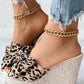 Leopard Bowknot Design Wedge Slippers