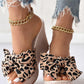 Leopard Bowknot Design Wedge Slippers