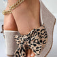Leopard Bowknot Design Wedge Slippers