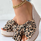 Leopard Bowknot Design Wedge Slippers