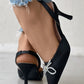 Rhinestone Bowknot Pattern Slingback Wedding Guest Shoes