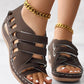 Peep Toe Velcro Hollow Wedge Sandals