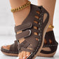 Peep Toe Velcro Hollow Wedge Sandals