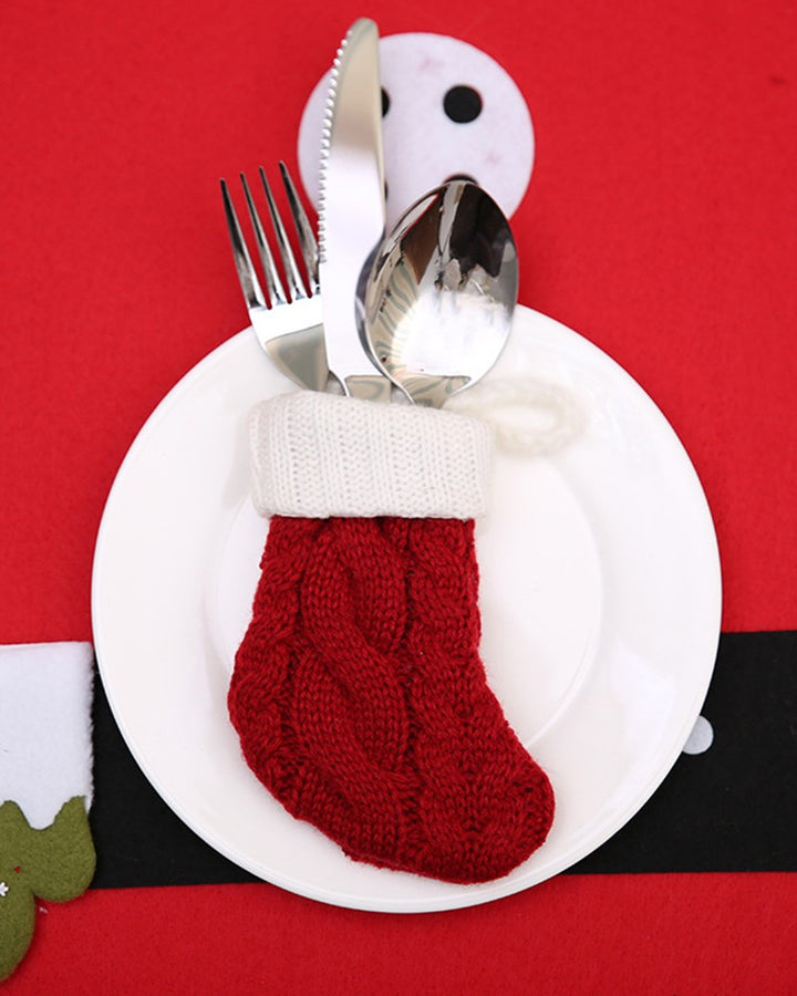 1pc Christmas Braided Sock Dining Home Decor
