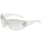 1Pair Trendy Shield Wrap Around Sunglasses Fashion Rimless Eyewear