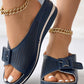 Buckled Hollow Out Wedge Slippers