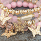 1pc Crystal Stone Beaded Butterfly Multi Layer Bracelet
