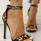 Suede Leopard Peep Toe Ankle buckled Thin Heels
