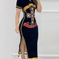 Halloween Skull Letter Cross Graphic Print Striped Slit Casual Dress