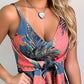 Knotted Front Tropical Print Casual Dress