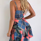 Knotted Front Tropical Print Casual Dress