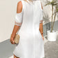 Contrast Lace Cold Shoulder Casual Dress