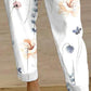 Floral Print High Waist Belted Pocket Design Pants