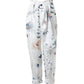 Floral Print High Waist Belted Pocket Design Pants