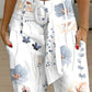 Floral Print High Waist Belted Pocket Design Pants