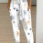 Floral Print High Waist Belted Pocket Design Pants