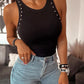 Studded Decor Casual Tank Top