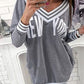 Striped Letter Print Long Sleeve Casual Sweatshirt