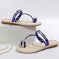 Rhinestone Floral Pattern Toe Ring Beach Flip Flops