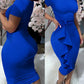 Ruffle Hem Short Sleeve Bodycon Dress