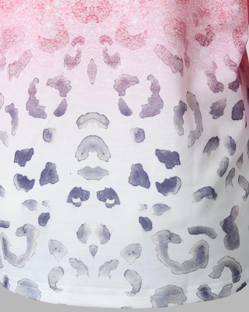 Valentine's Day Leopard Print Cold Shoulder Top