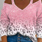 Valentine's Day Leopard Print Cold Shoulder Top