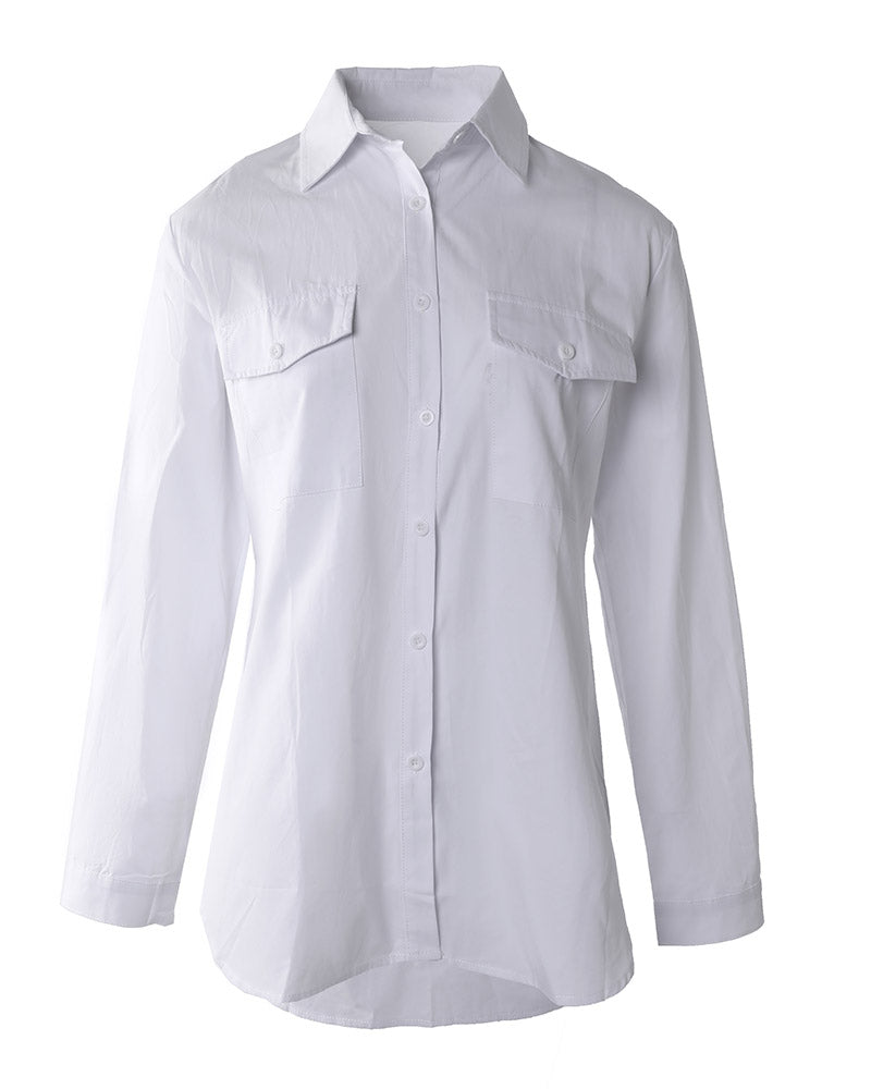 Button Pocket Design Long Sleeve Shirt
