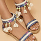 Tribal Tassel Design Ankle Strap Sandals