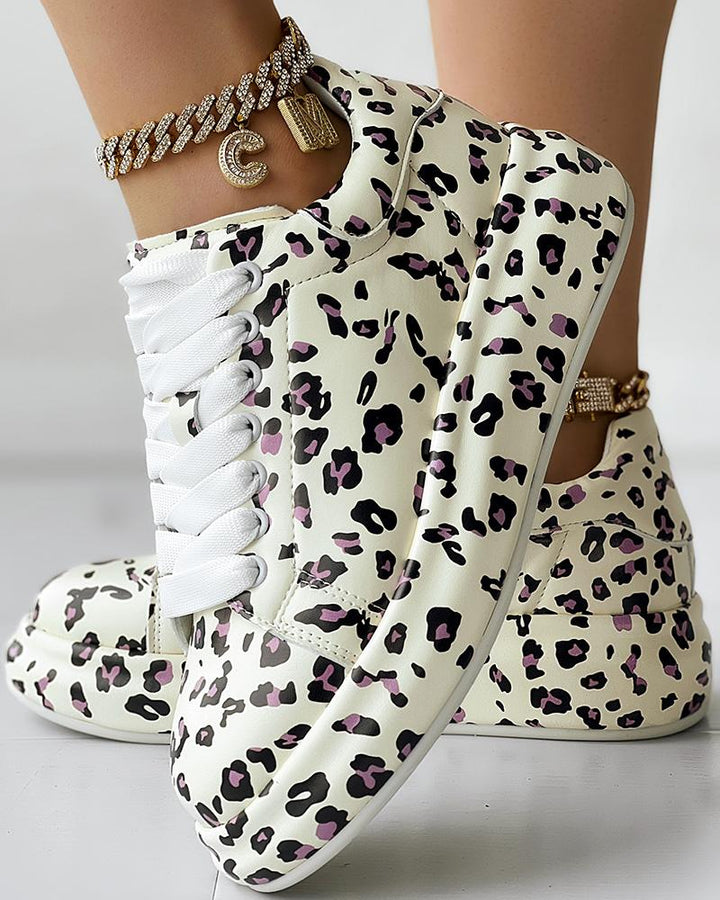 Leopard Print Platform Casual Sneakers