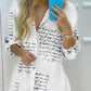 Letter Print Button Front Long Sleeve Shirt Dress