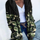 Camouflage Print Long Sleeve Hooded Teddy Coat