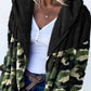 Camouflage Print Long Sleeve Hooded Teddy Coat