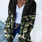 Camouflage Print Long Sleeve Hooded Teddy Coat