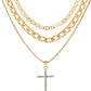 1pcs Hollow Out Multi layered Cross Pendant Necklace