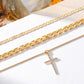 1pcs Hollow Out Multi layered Cross Pendant Necklace
