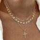 1pcs Hollow Out Multi layered Cross Pendant Necklace