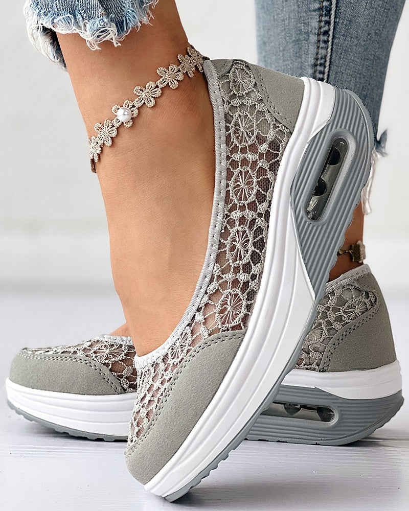 Contrast Lace Slip on Sneakers