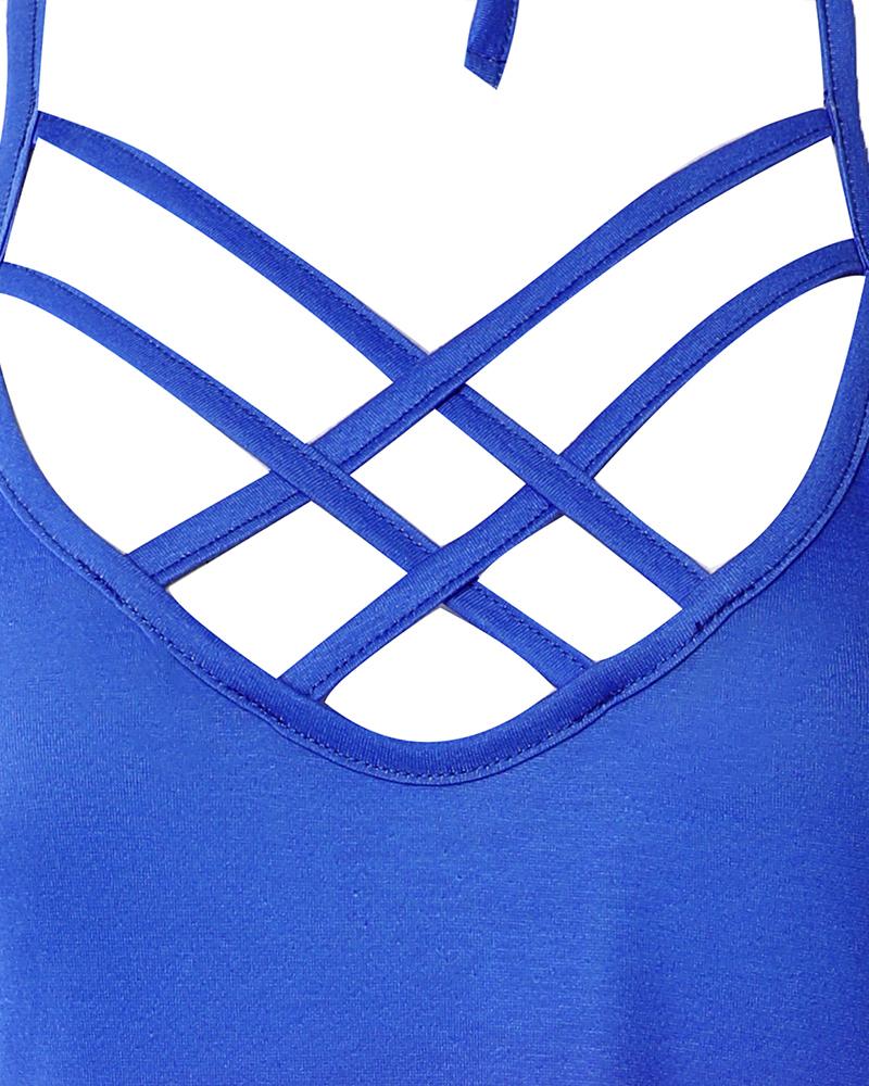 Ombre Crisscross Halter Casual Dress