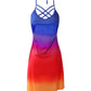 Ombre Crisscross Halter Casual Dress