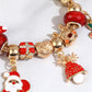 1pc Christmas Santa Claus Jingle Bell Reindeer Sock Shaped Beaded Gift Bracelet