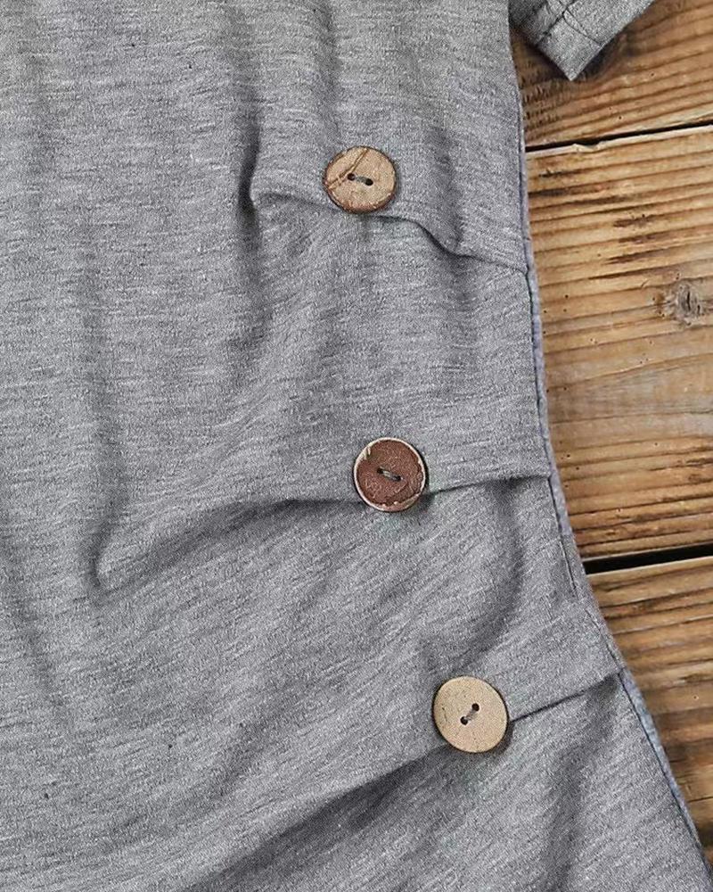 Cold Shoulder Buttoned Ruched T shirt