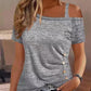 Cold Shoulder Buttoned Ruched T shirt