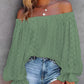 One Shoulder Eyelet Embroidery Lantern Sleeve Top