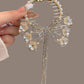 1pc Floral Bowknot Design Pearls Tassel Beaded Hair Clip