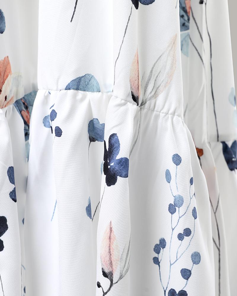 Floral Print Ruffle Hem Maxi Dress