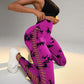 Tie Dye Print Ladder Cutout Sports Yoga Leggings