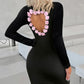 Floral Pattern Hollow Heart Bodycon Dress