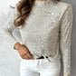 Mock Neck Allover Sequin Top
