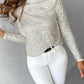 Mock Neck Allover Sequin Top