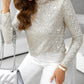 Mock Neck Allover Sequin Top
